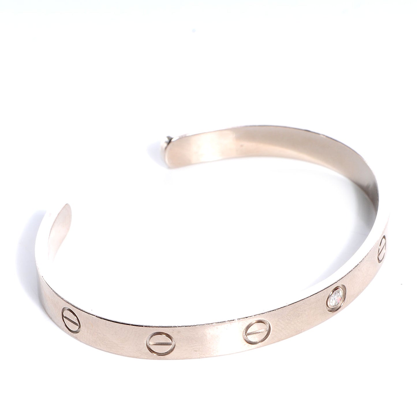 18K White Gold 1 Diamond LOVE Cuff Bracelet 18