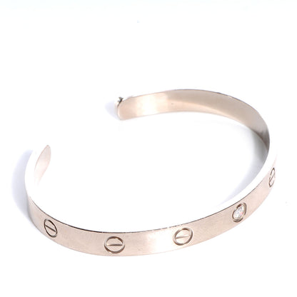 Cartier 18K White Gold 1 Diamond LOVE Cuff Bracelet 18 4 of 5