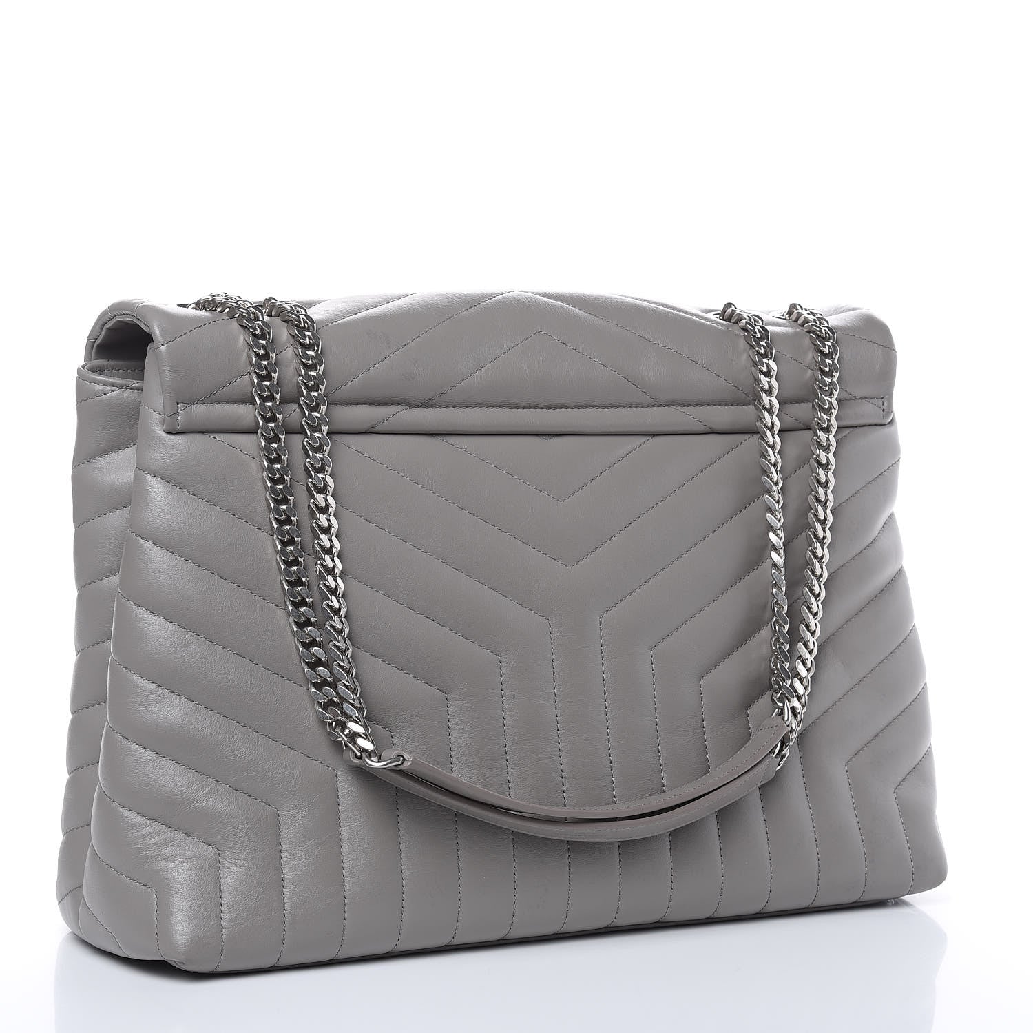 Saint Laurent Calfskin Y Quilted Monogram Large Loulou Chain Satchel Light Grey 3 of 16