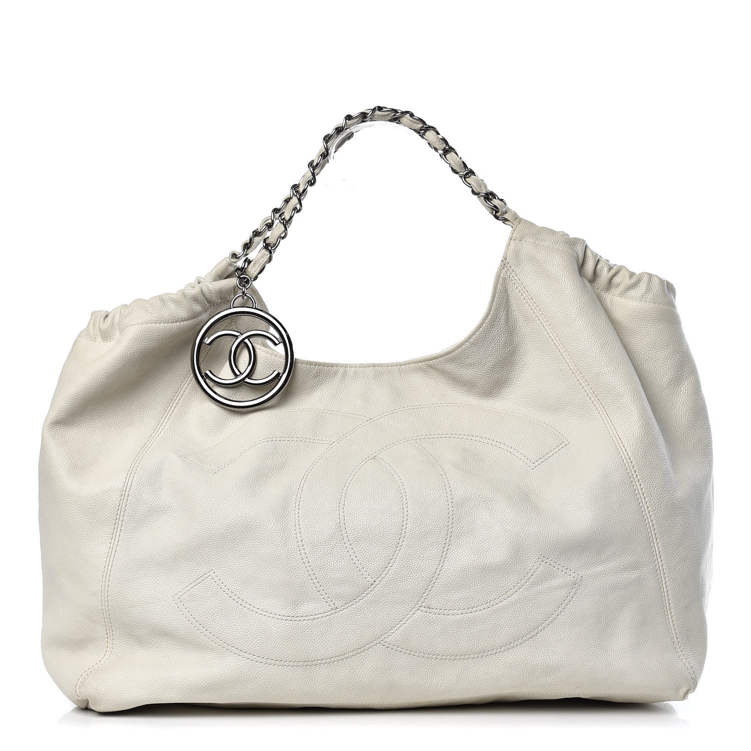Chanel Distressed Caviar XL Coco Cabas White 1 of 16