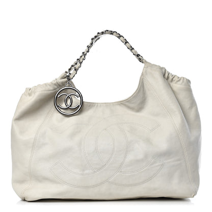 Chanel Distressed Caviar XL Coco Cabas White 1 of 16