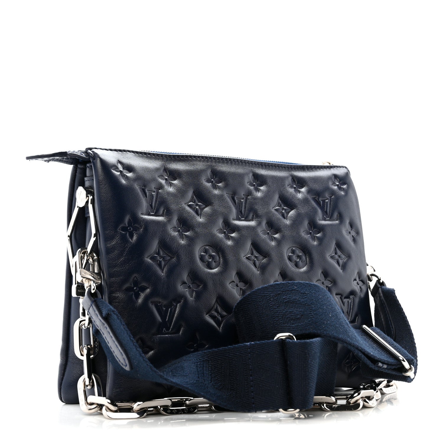 Louis Vuitton Lambskin Embossed Monogram Coussin PM Navy 3 of 12