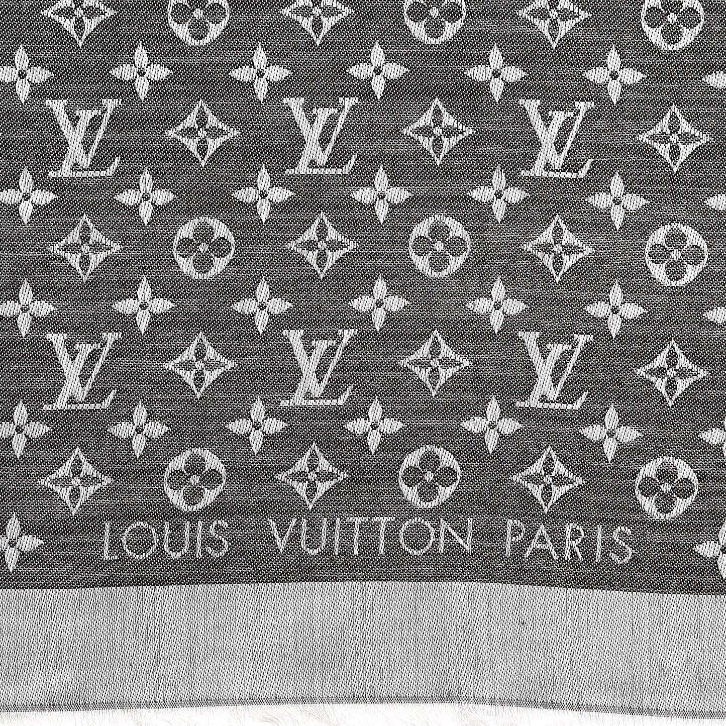 Wool Silk Monogram Denim Shawl