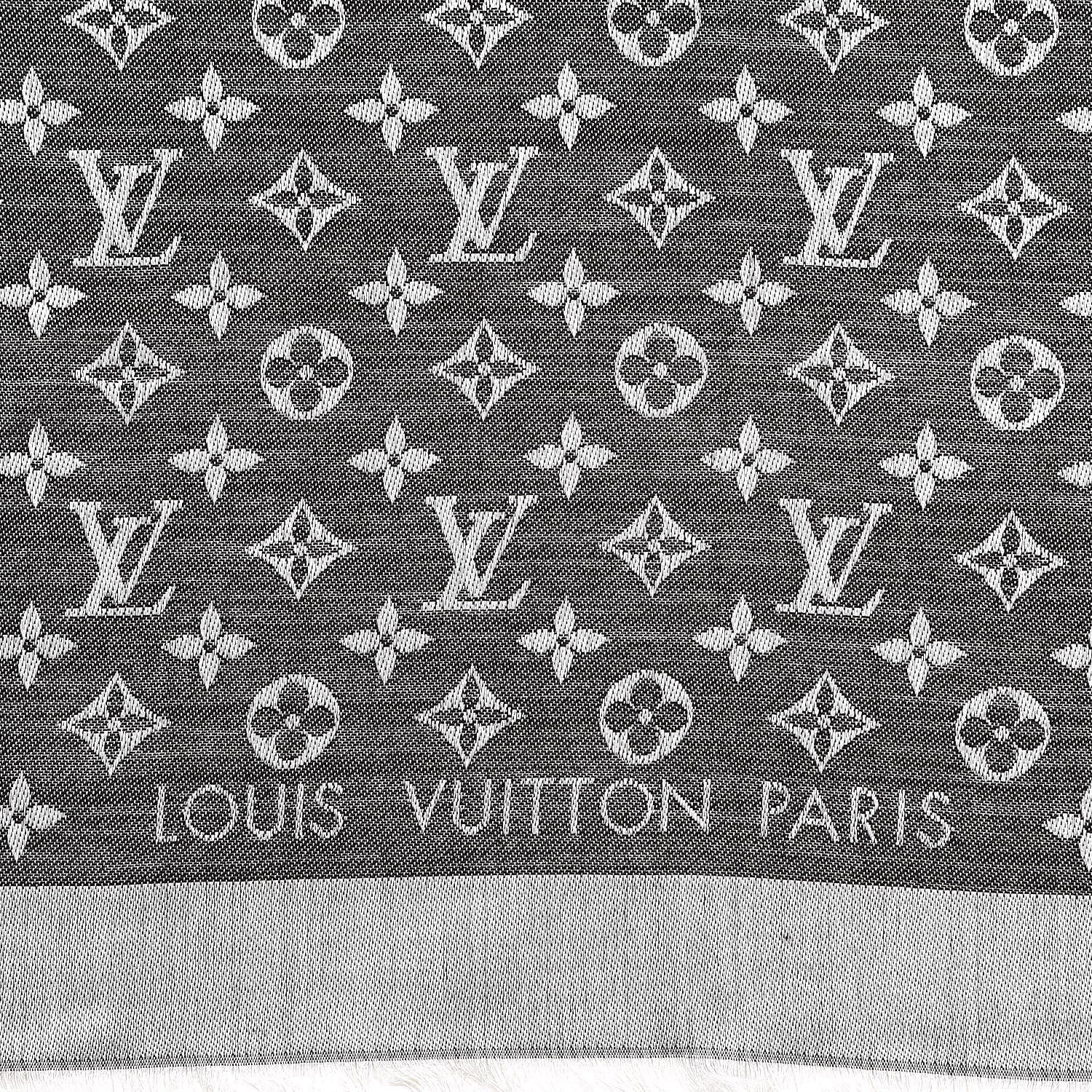 Louis Vuitton Wool Silk Monogram Denim Shawl 3 of 7