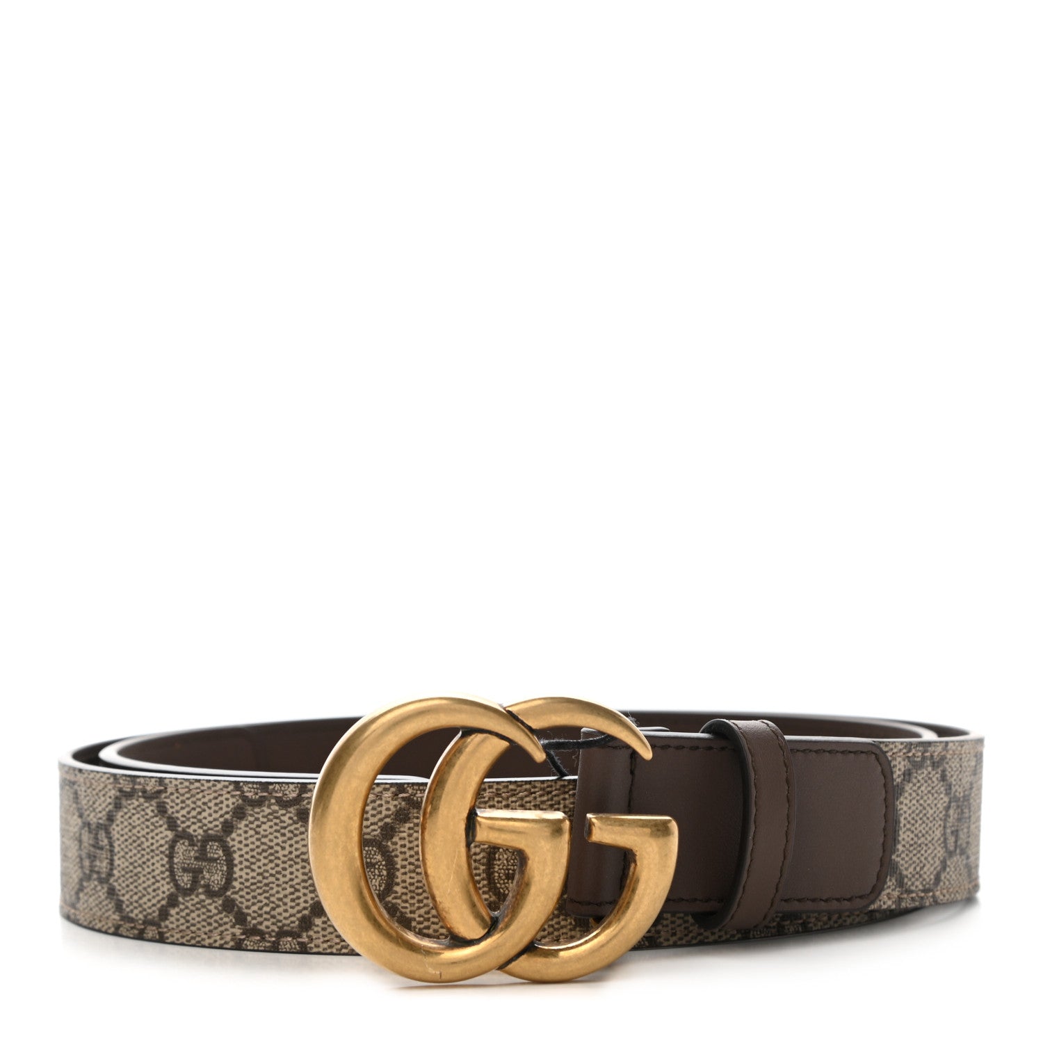 Gucci GG Supreme Monogram Matte Plutone Calfskin Double G 30mm Belt 95 38 Beige Ebony New Acero 1 of 5