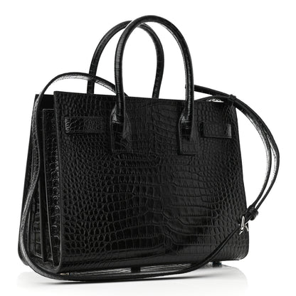Saint Laurent Calfskin Crocodile Embossed Baby Sac De Jour Black 2 of 9