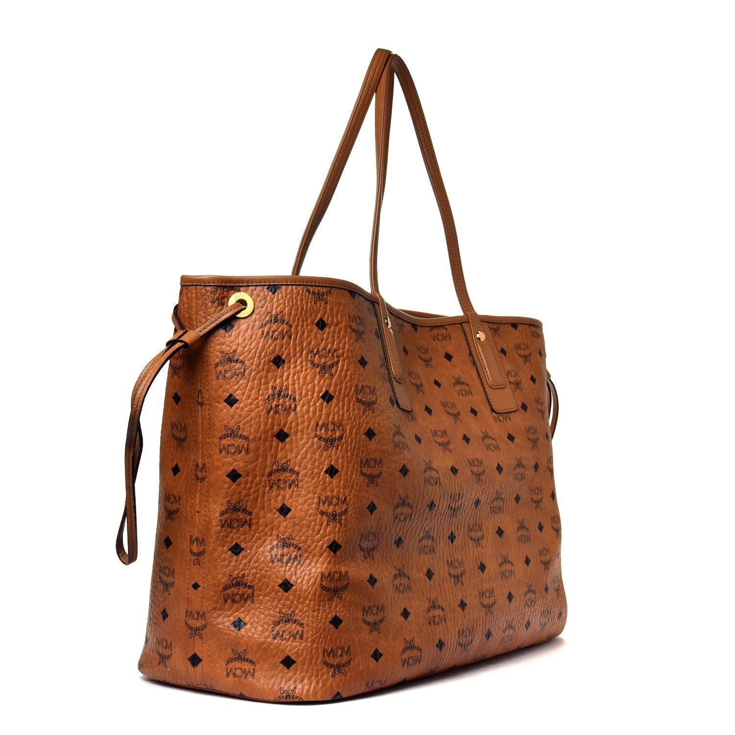 MCM Visetos Large Liz Reversible Shopper Tote Cognac 2 of 9