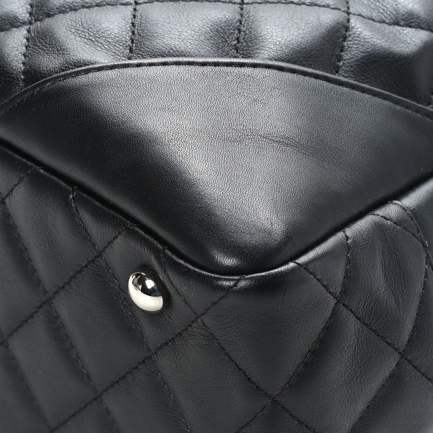 Calfskin Quilted Large Cambon Bowler Black
