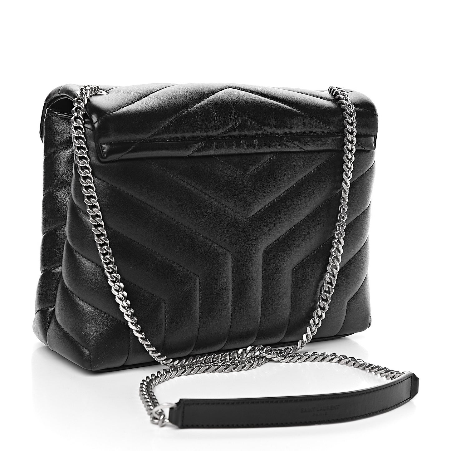 Calfskin Y Quilted Monogram Small Loulou Chain Satchel Black