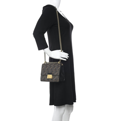 Fendi Vitello Liberty Bi-Color FF 1974 Embossed Small Kan U Shoulder Bag Maya Black 2 of 12