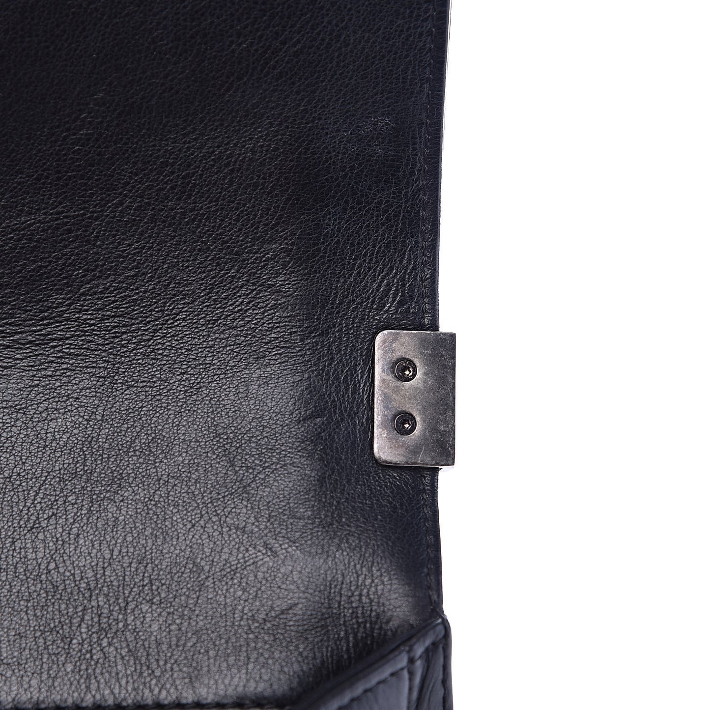 Calfskin Double Stitch Medium Boy Flap Black