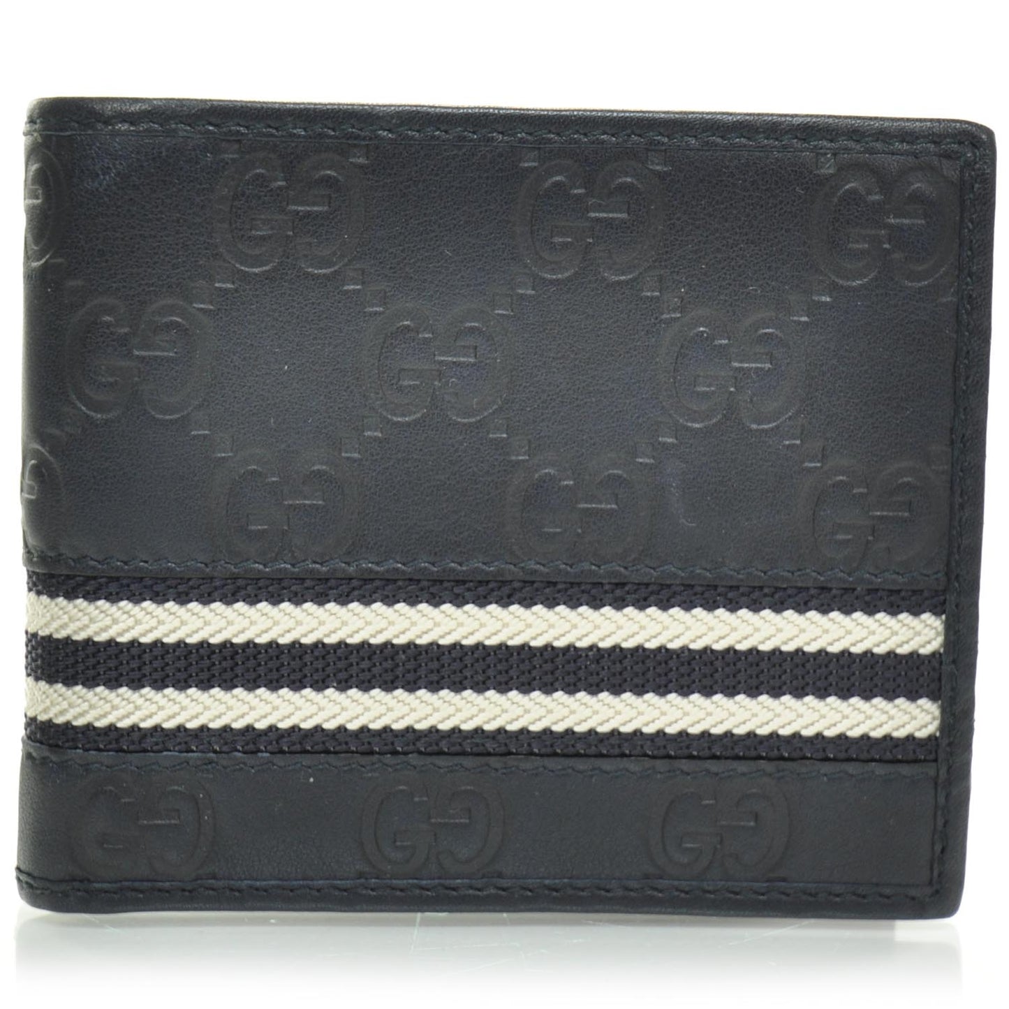 Guccissima Mens Web Bi-Fold Wallet Navy Blue