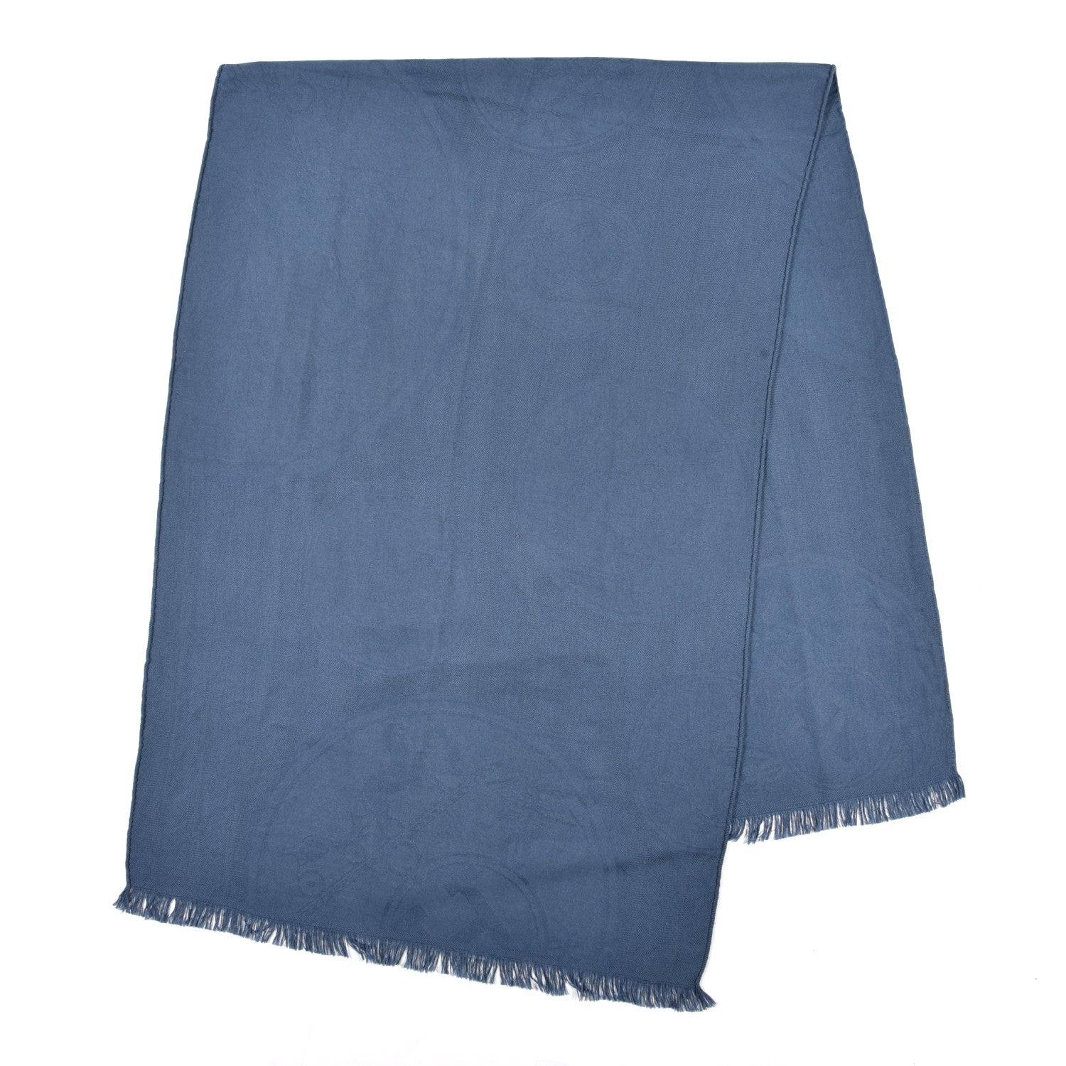Hermes Cashmere Silk New Libris Stole Bleu Denim 2 of 3