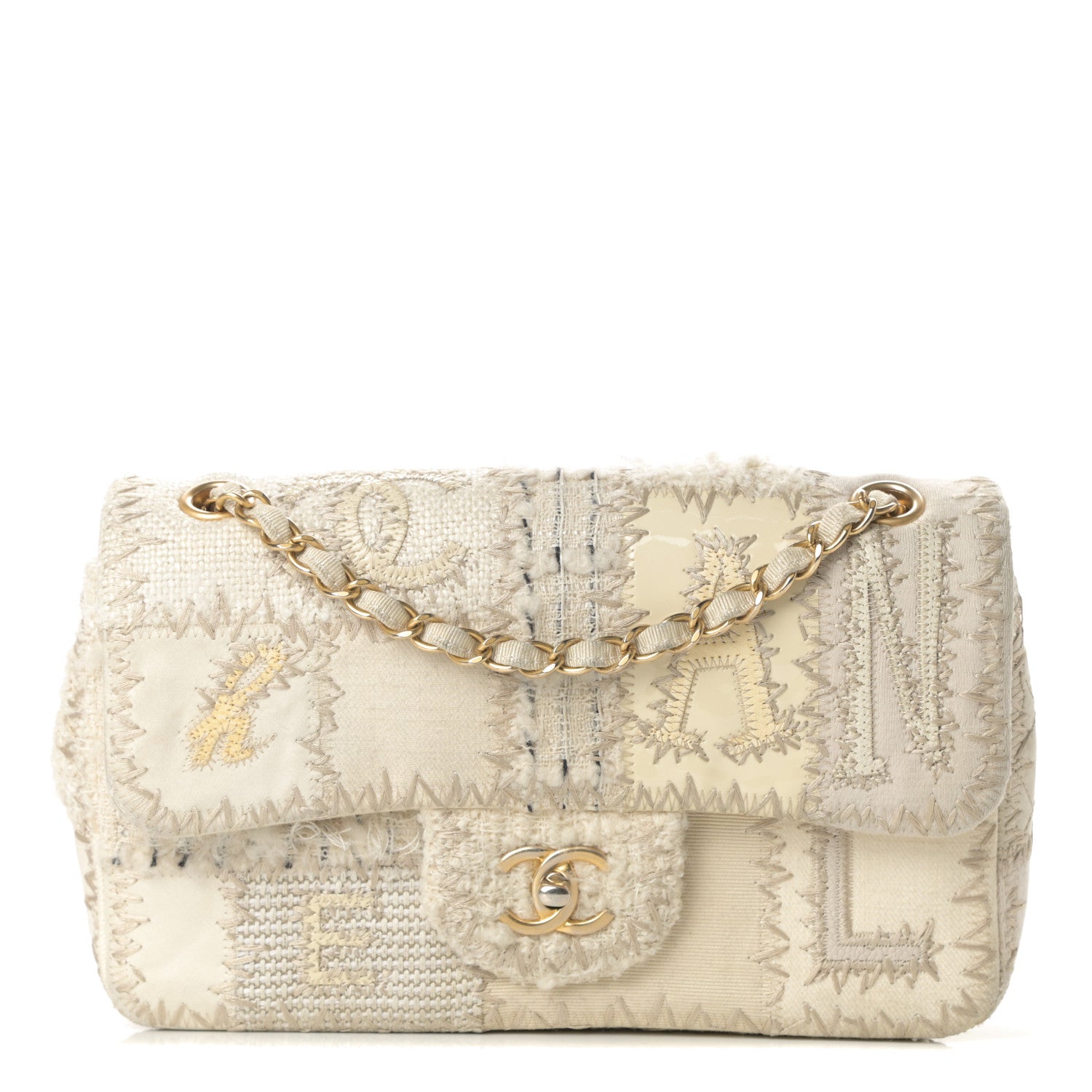 Chanel Tweed Patchwork Medium Single Flap White 1 of 13