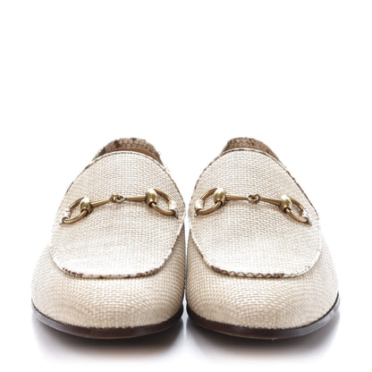 Gucci Raffia Elaphe Horsebit Mens Jordaan Loafers 10 Natural Cream Brown 2 of 9
