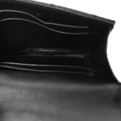 Saint Laurent Grain De Poudre Matelasse Chevron Small Monochrome Monogram Envelope Wallet Black 5 of 6