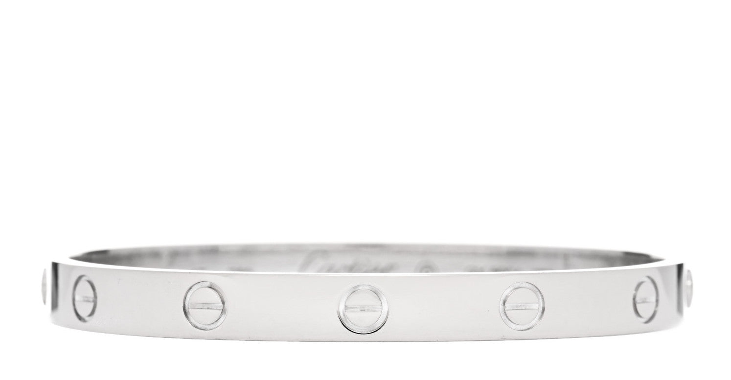 a photo of a CARTIER18K White Gold LOVE Bracelet in size 17 from FASHIONPHILE
