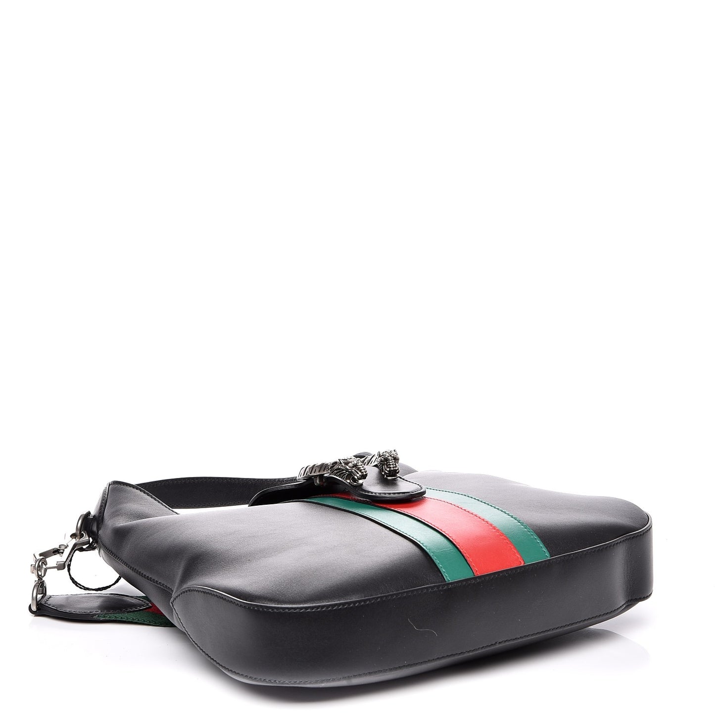 Calfskin Web Stripe Small Dionysus Hobo Black