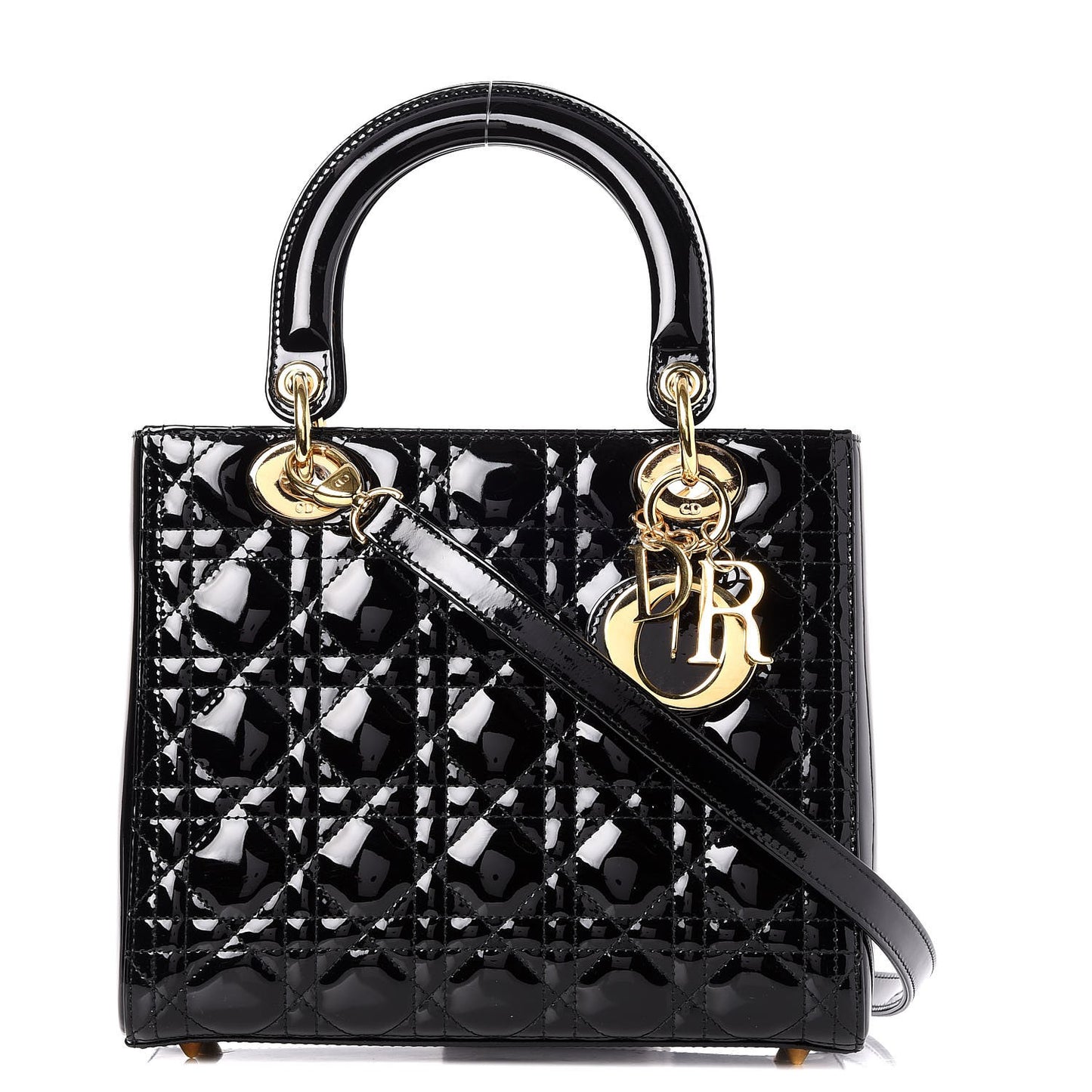 Patent Cannage Medium Lady Dior Black