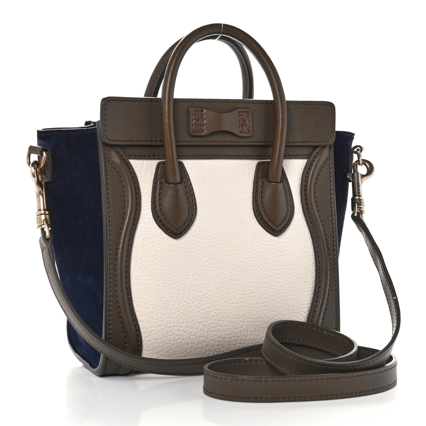 Calfskin Suede Nano Tri-Color Luggage Cream