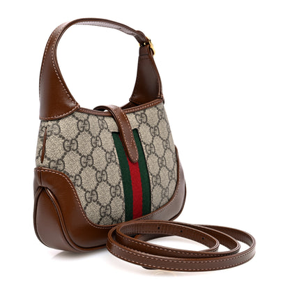 Gucci GG Supreme Monogram Azalea Calfskin Web Mini Jackie 1961 Hobo Beige Ebony Brown Sugar 3 of 9