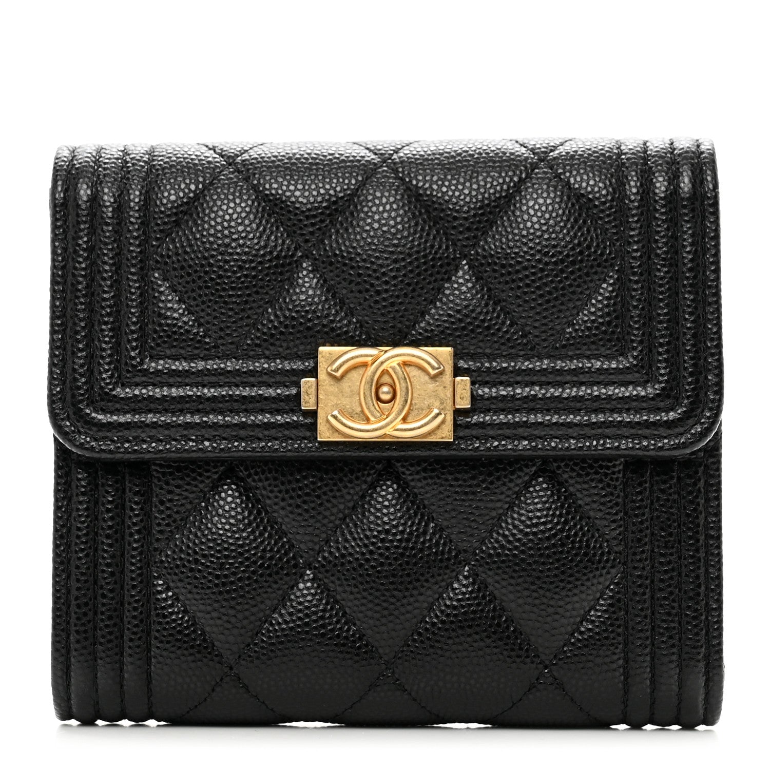 Chanel Caviar Quilted Compact Boy Wallet Black 1 of 8