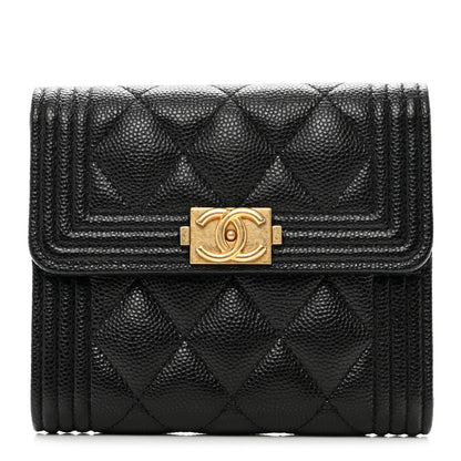 Chanel Caviar Quilted Compact Boy Wallet Black 1 of 8