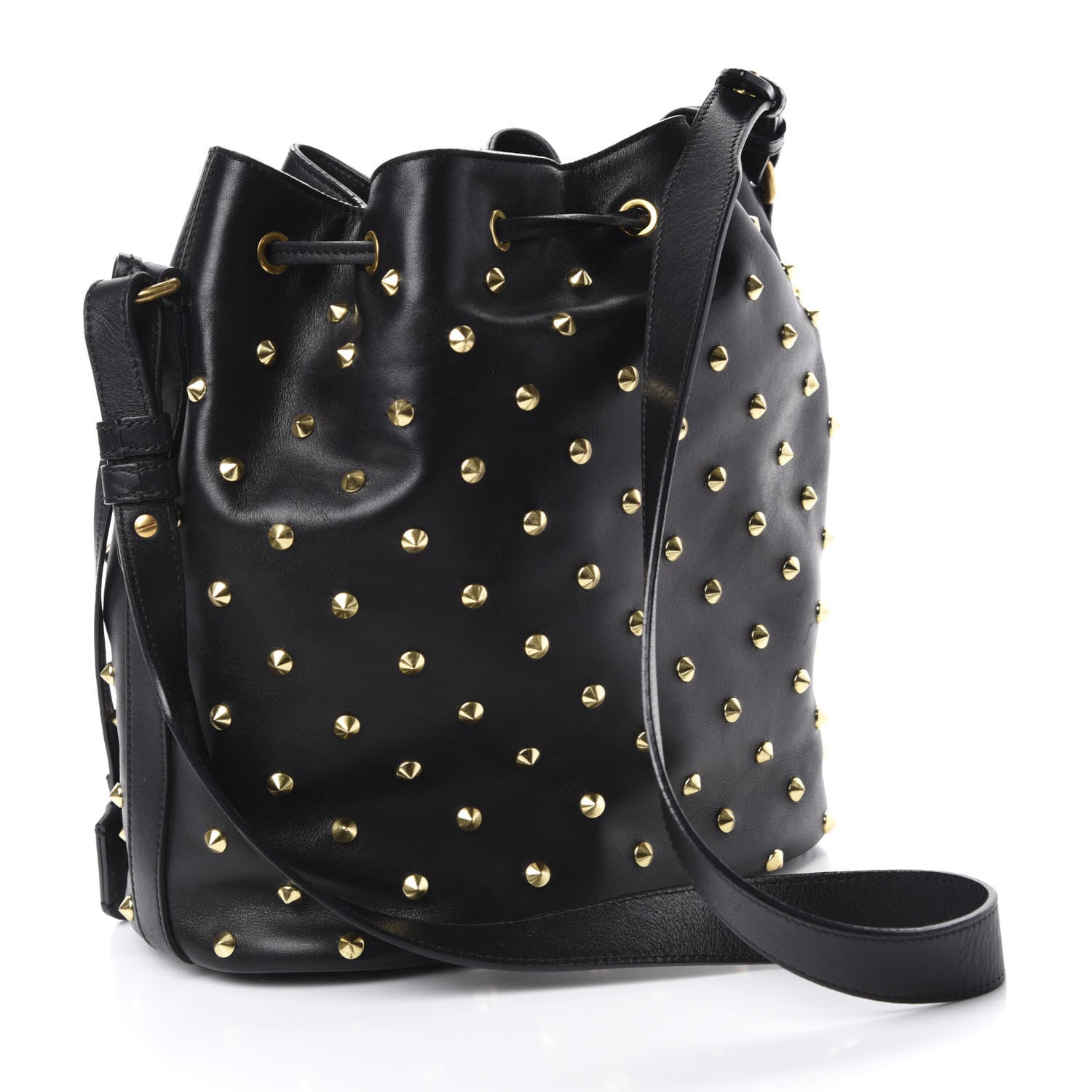 Alexander McQueen Calfskin Studded Padlock Bucket Bag Black 3 of 10
