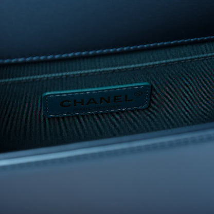 Chanel Metallic Calfskin Quilted Medium Boy Flap Blue 6 of 11