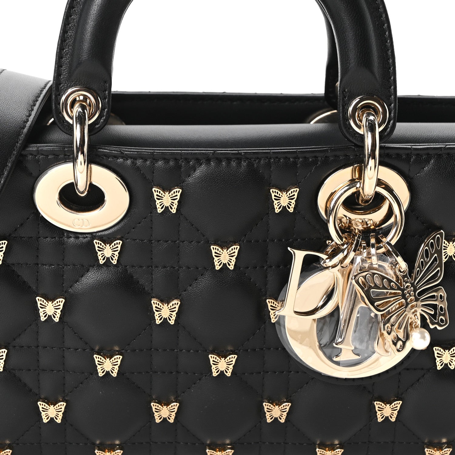 Christian Dior Lambskin Butterfly Cannage Lady D-Joy Black 8 of 10