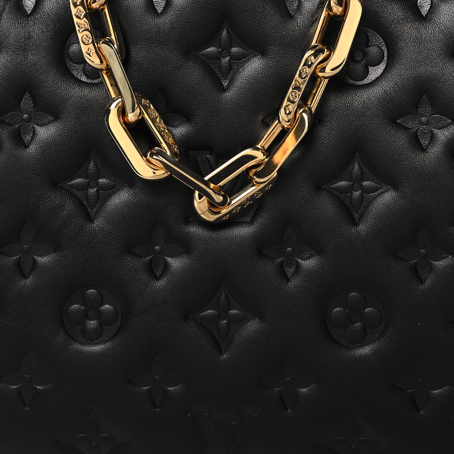 Louis Vuitton Lambskin Embossed Monogram Coussin PM Black 9 of 11