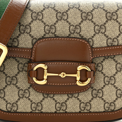 Gucci GG Supreme Monogram Web Mini Horsebit 1955 Shoulder Bag Beige Brown Sugar 9 of 11