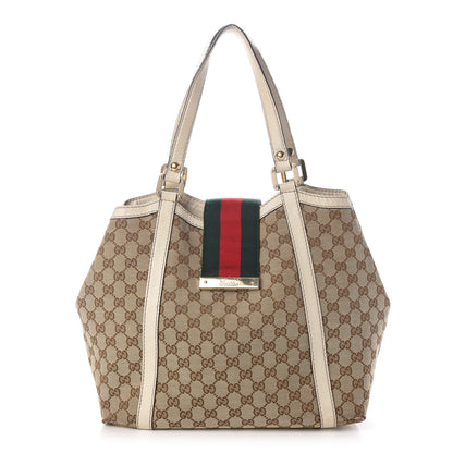 Gucci Monogram Medium New Ladies Web Tote Off White 1 of 11