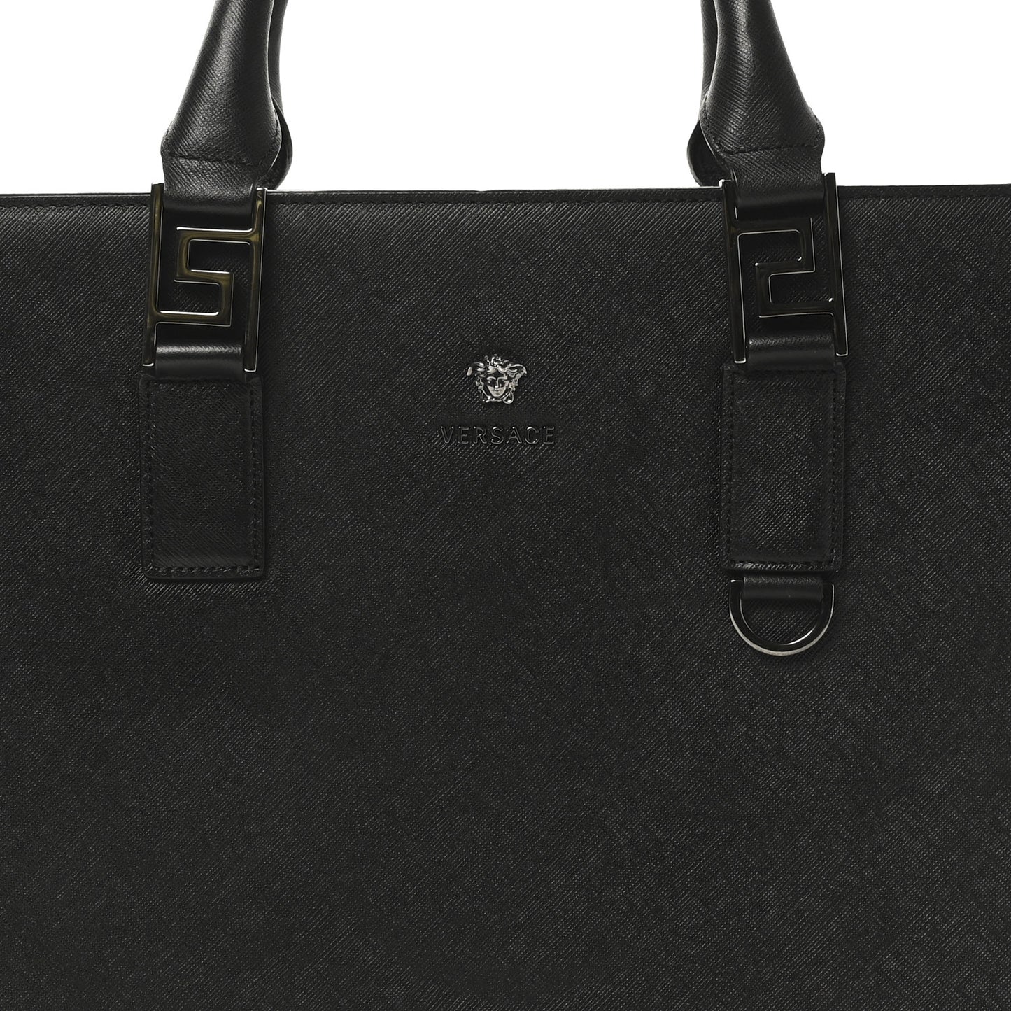 Saffiano Medusa Top Handle Briefcase Black