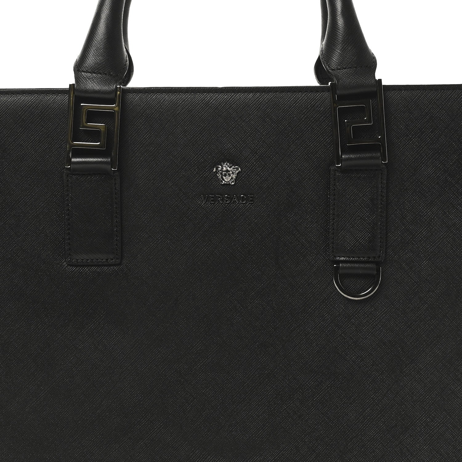 Versace Saffiano Medusa Top Handle Briefcase Black 7 of 9