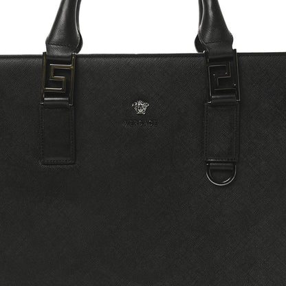 Versace Saffiano Medusa Top Handle Briefcase Black 7 of 9