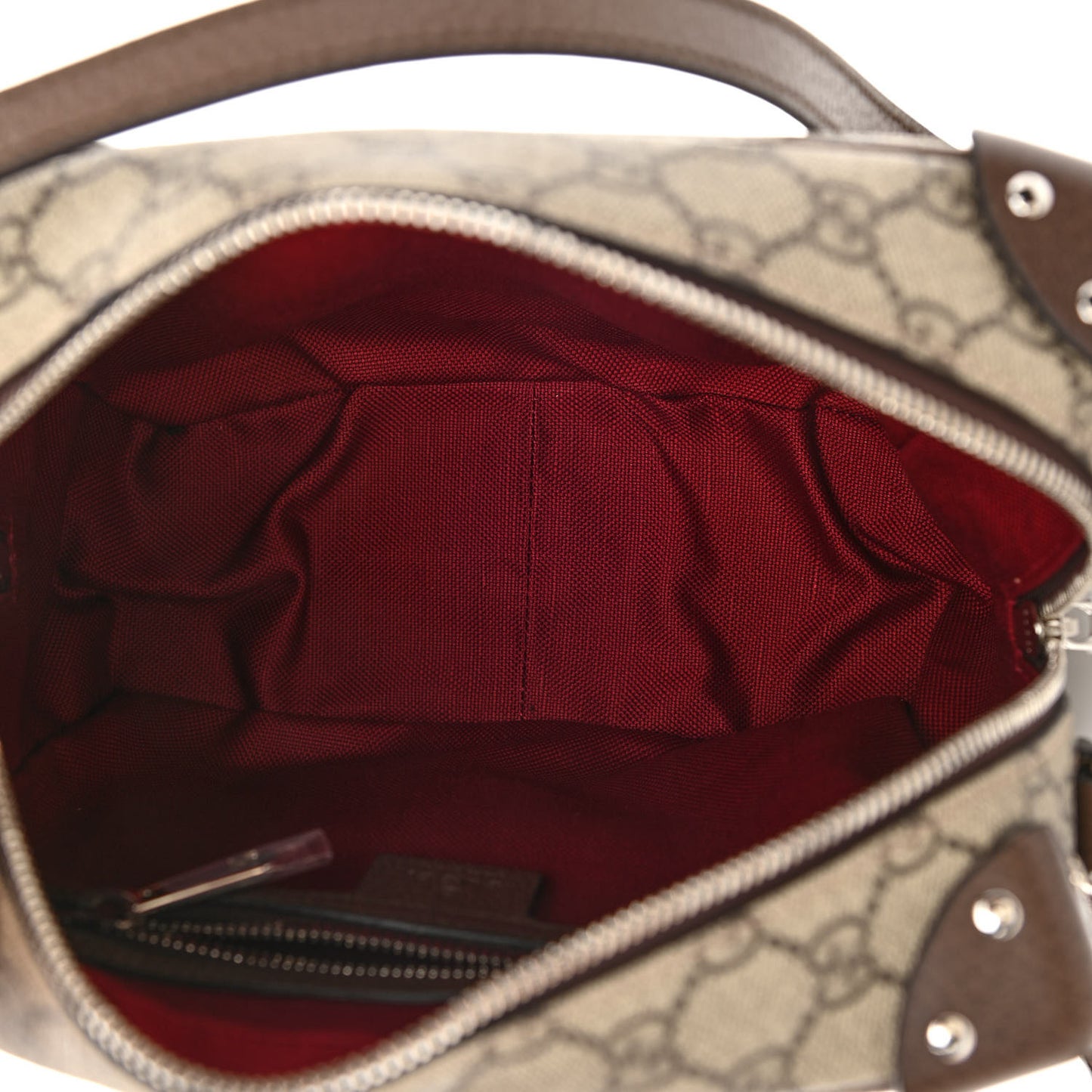 GG Supreme Monogram Textured Calfskin Square Messenger Bag Beige Ebony New Acero