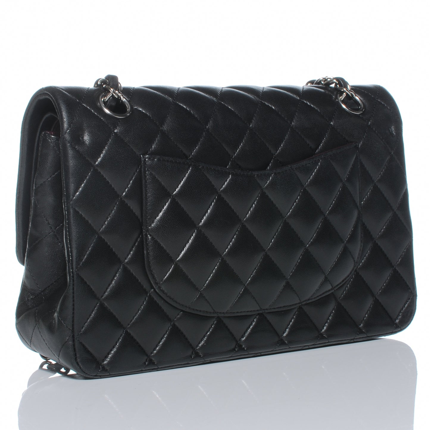 Lambskin Medium Double Flap Black