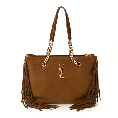 Saint Laurent Suede Fringe Monogram Shopping Tote Light Ochre 1 of 9