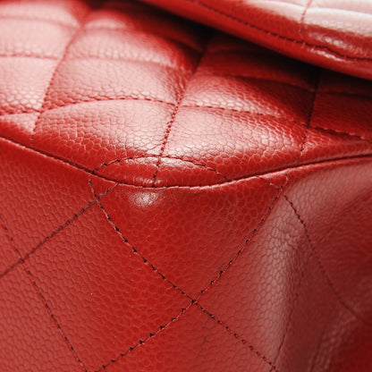 Chanel Caviar Quilted Jumbo Double Flap Red 10 of 10