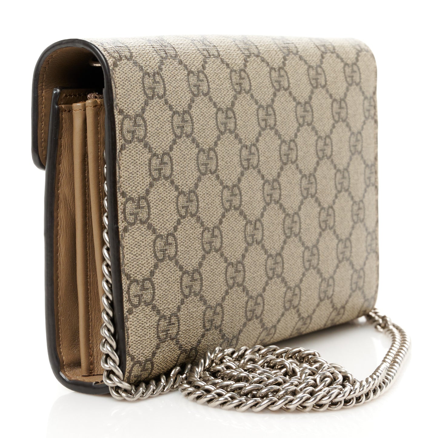 GG Supreme Monogram Mini Dionysus Chain Wallet Beige Taupe