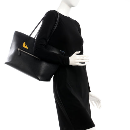 Fendi Vitello Elite Cuoio Monster Buggies Medium Roll Tote Black Multicolor Blue Cobalto 2 of 11