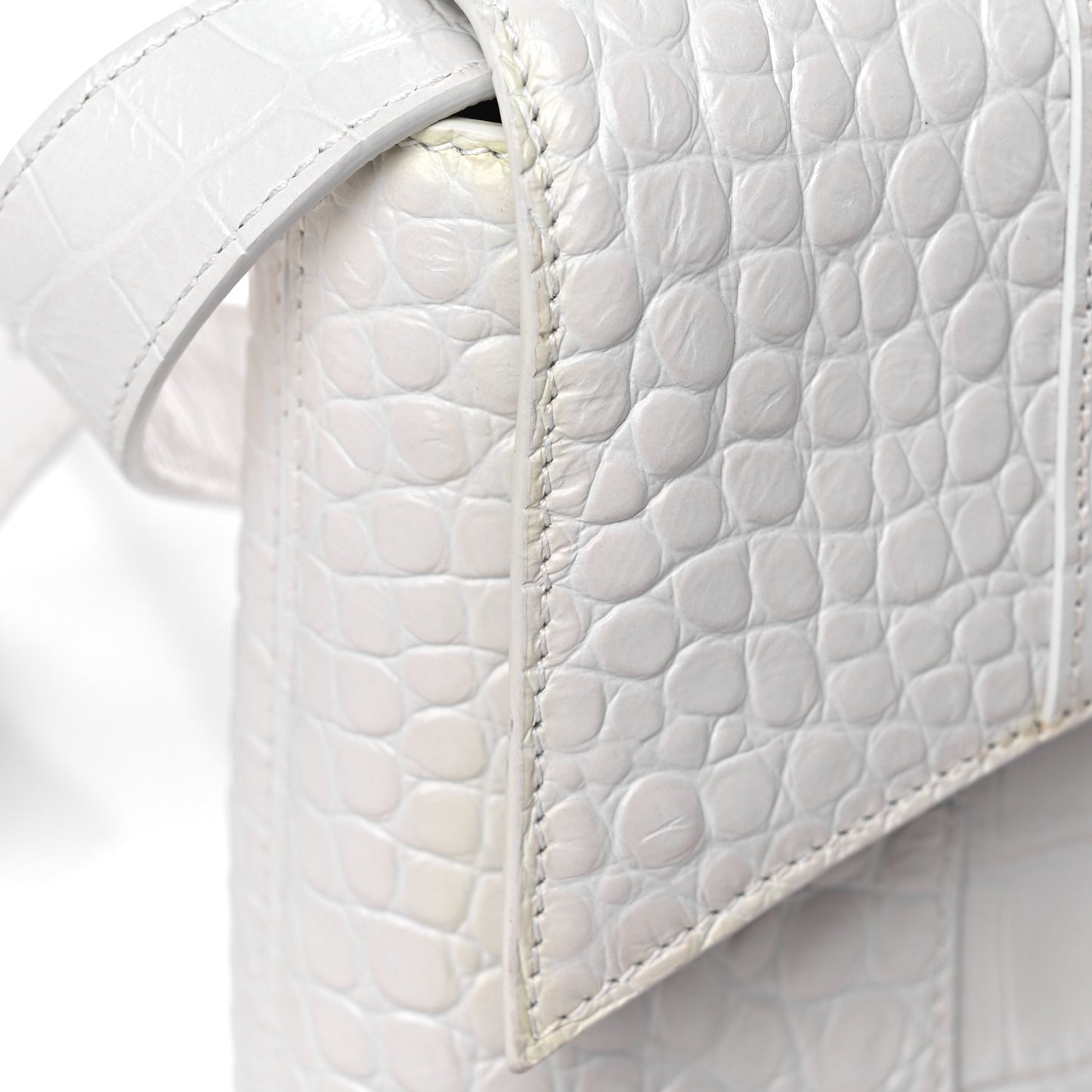Extra Supple Calfskin Crocodile Embossed XS Downtown Shoulder Bag White