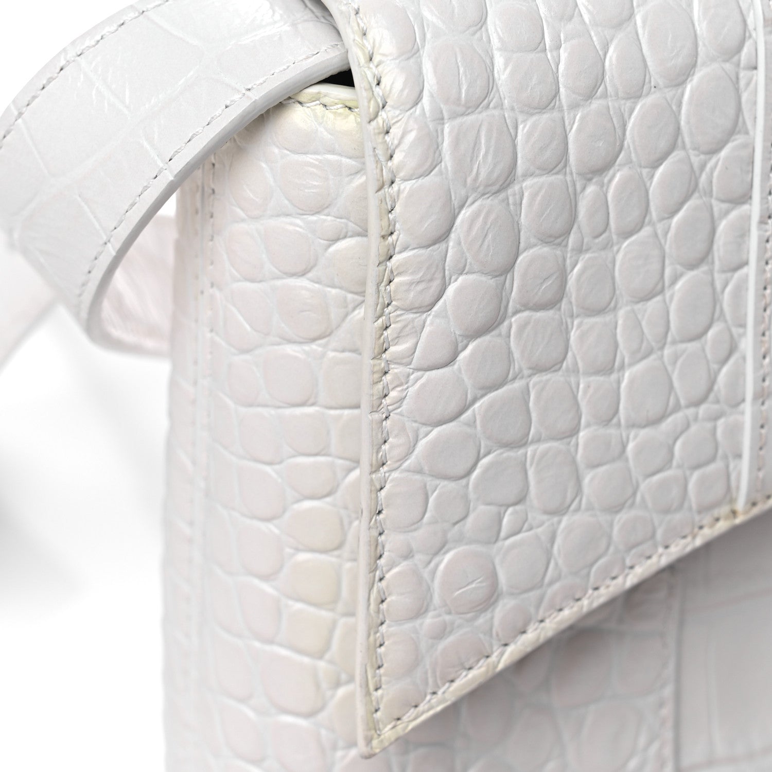 Balenciaga Extra Supple Calfskin Crocodile Embossed XS Downtown Shoulder Bag White 20 of 21