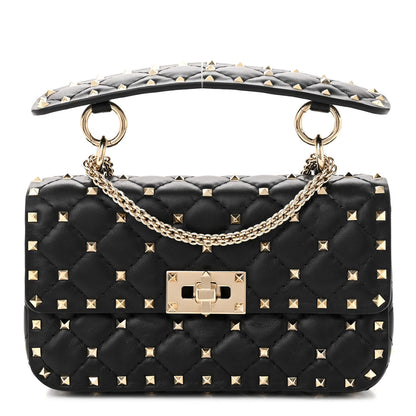 Valentino Garavani Lambskin Small Rockstud Spike Shoulder Bag Black 1 of 9