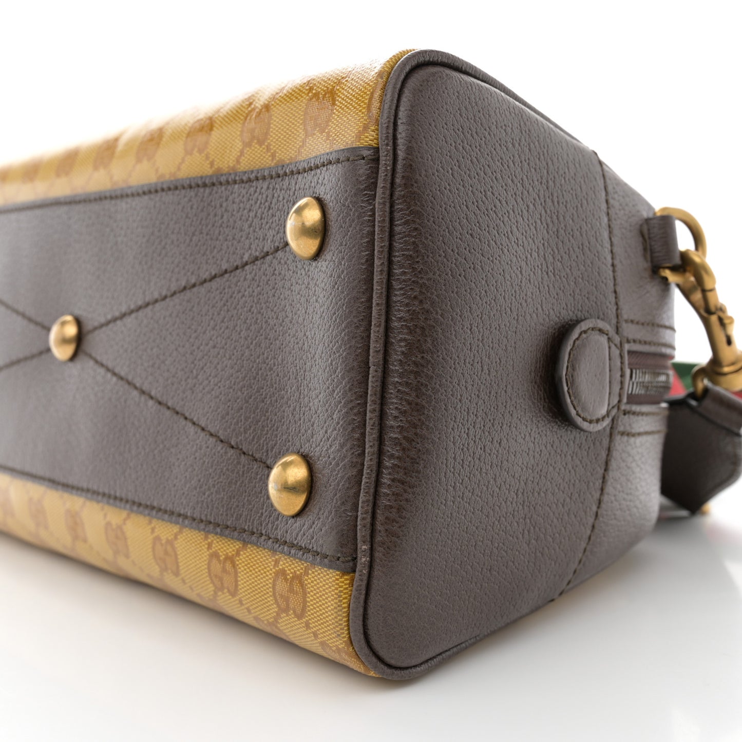 X ADIDAS Crystal Vintage Monogram Textured Dollar Calfskin Web Trefoil Logo Mini Bowling Bag Mid Natural Nut Off White New Acero