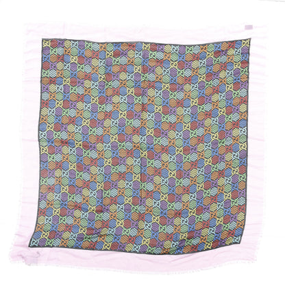 Gucci Silk Twill Lady GG Psychedelic Square Scarf Black Pink 1 of 3