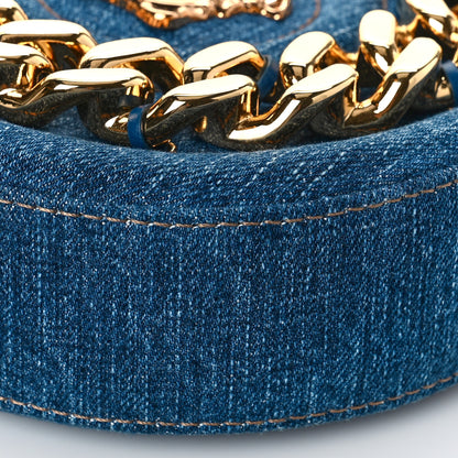 Versace Denim Mini La Medusa Chain Round Crossbody Bag Navy Blue 8 of 8