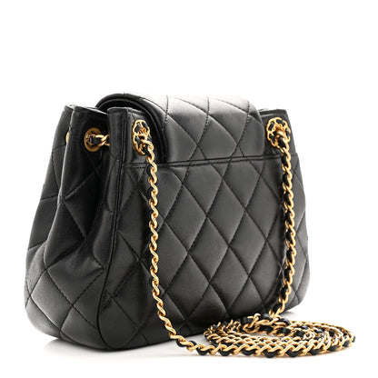 Chanel Lambskin Quilted Braided CC Accordion Flap Bag Black 3 of 12