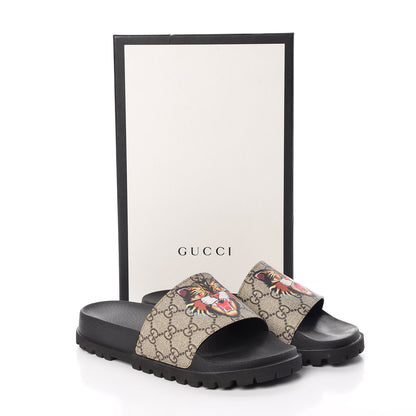 Gucci GG Supreme Monogram Angry Cat Mens Lug Sole Slide Sandals 5 Ebony 7 of 7